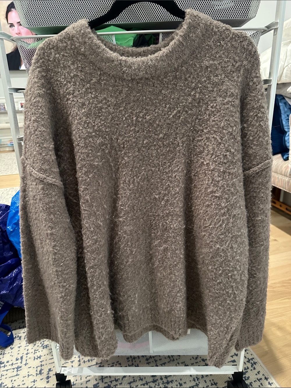 wild fable Taupe Bouclé Crewneck Sweater